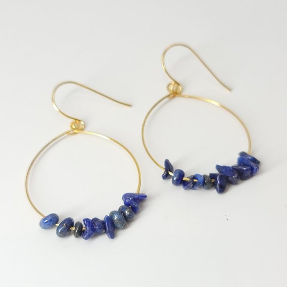 NEW Natural Stones Sterling Silver Hoop Earrings - Picture 5 of 9